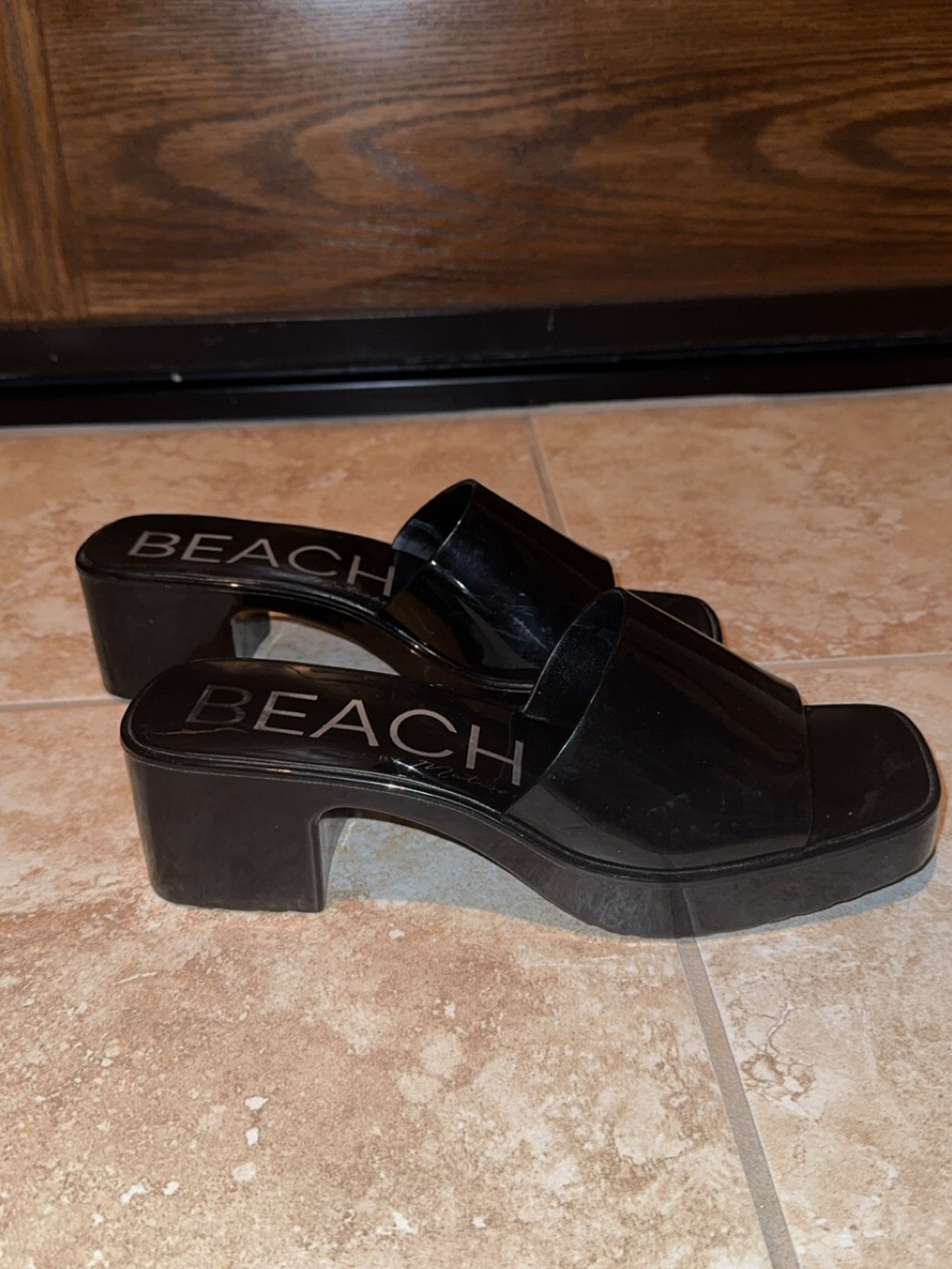 Black Platform Slide Sandals